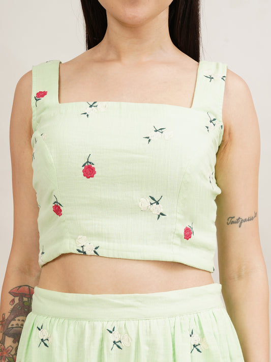 Garden Whisper Embroidered Crop Top