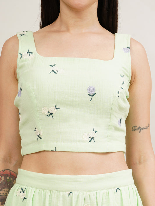 Garden Whisper Embroidered Crop Top