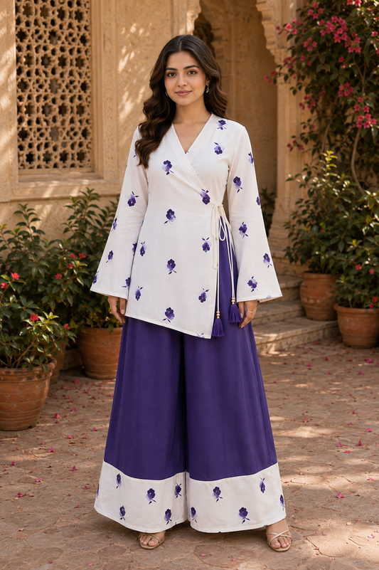 Angrakha Wrap Kurti with Palazzo