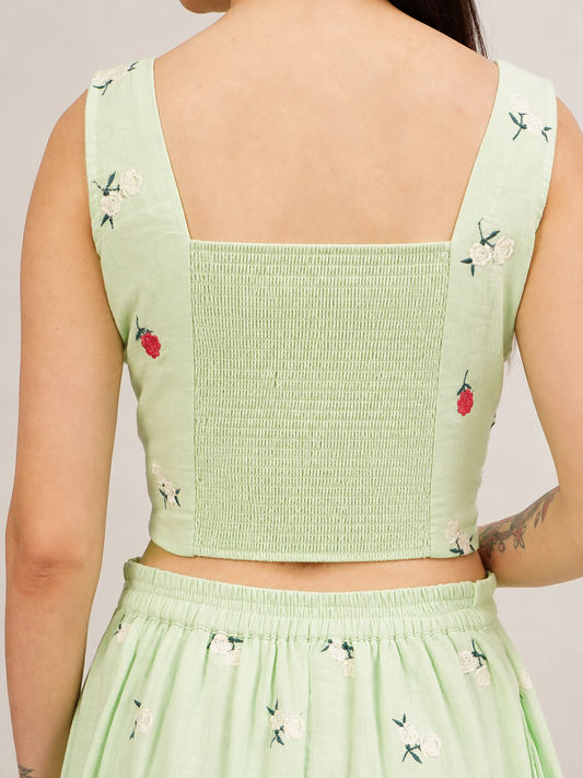 Garden Whisper Embroidered Crop Top